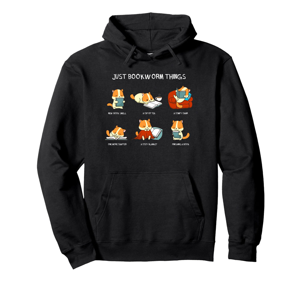 Just Bookworm Things Cats Book Reading Hoodie - Custom Art Print Men Women - T-Shirt, Sweatshirt, Hoodie