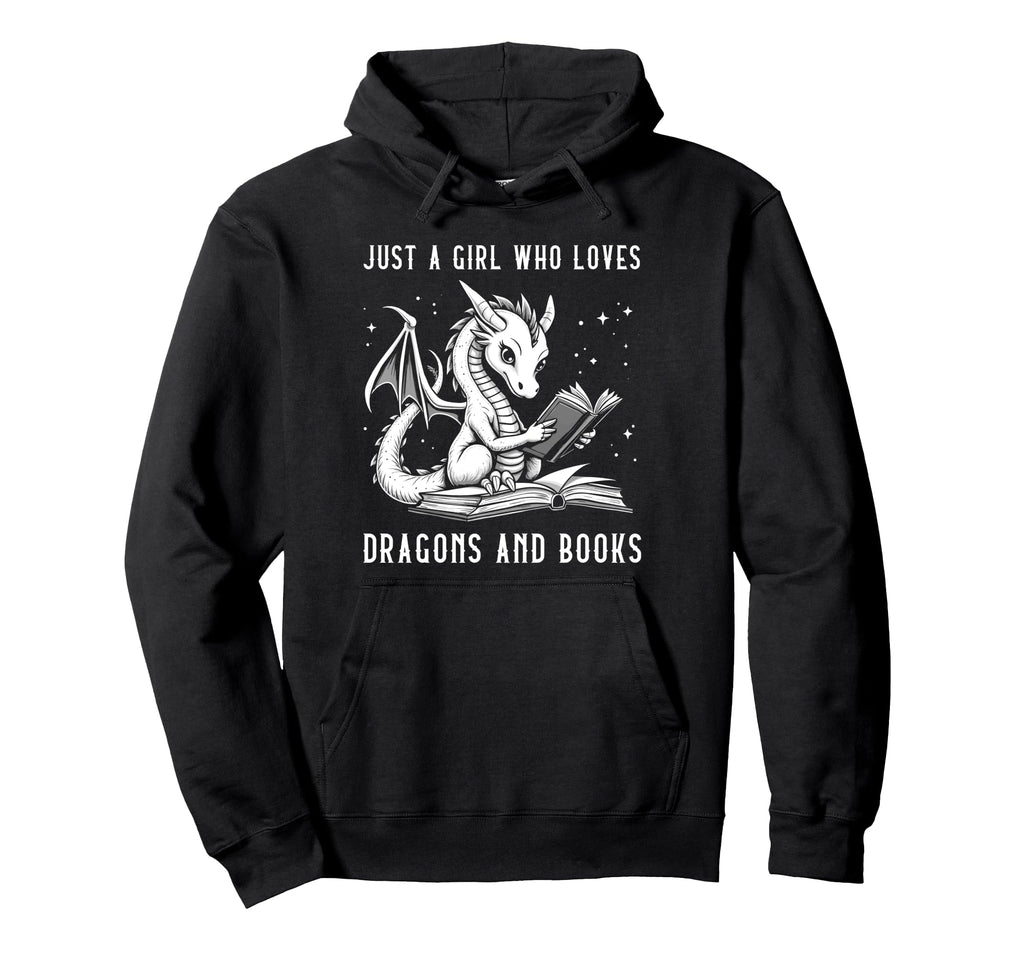 Just Who Loves Dragons And Books Book Hoodie - Novelty Apparel Men Women - T-Shirt, Sweatshirt, Hoodie