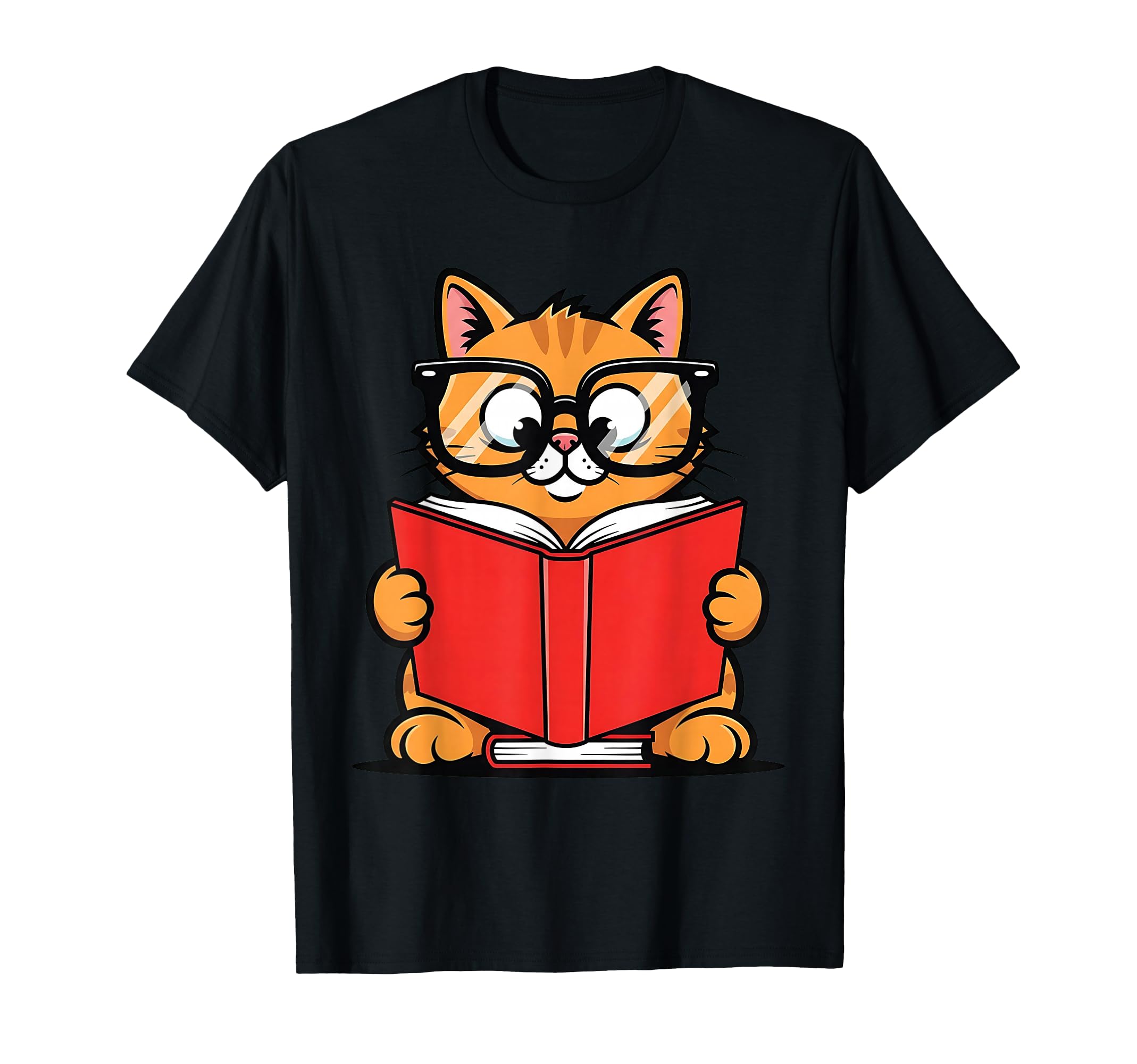 Cat Reading Book Nerd Kitty T-Shirt - Fun Novelty Design for Adults - T-Shirt, Sweatshirt, Hoodie