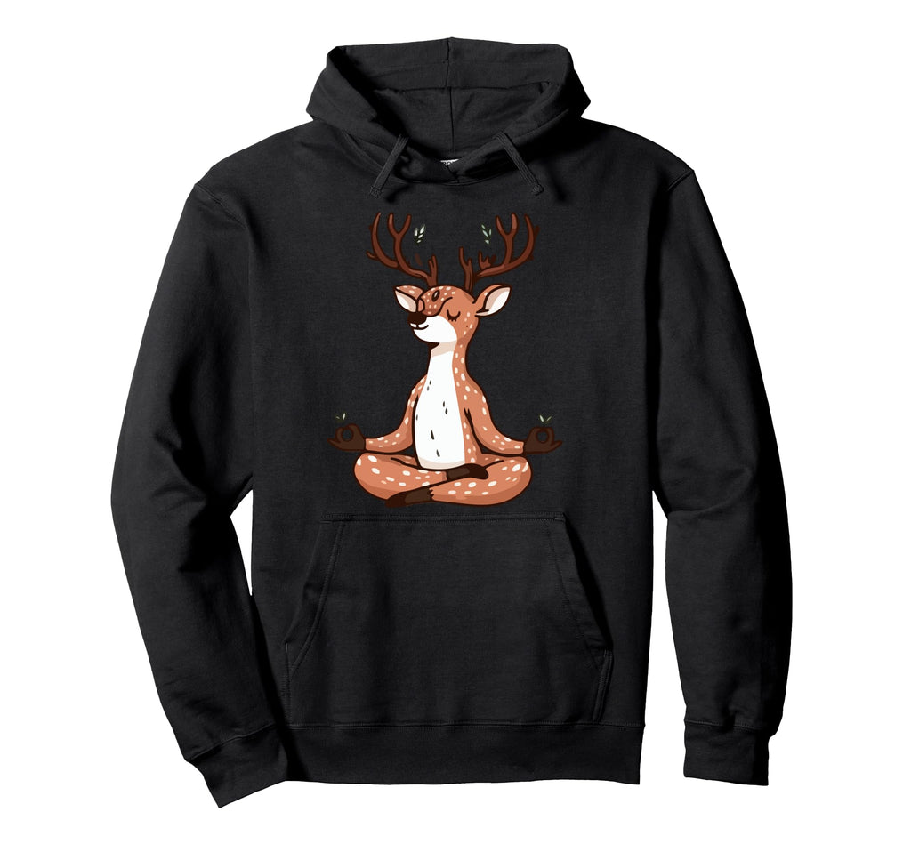 Meditation Deer Yoga Pose Relaxing Animal Hoodie - Graphic Print Men Women - T-Shirt, Sweatshirt, Hoodie