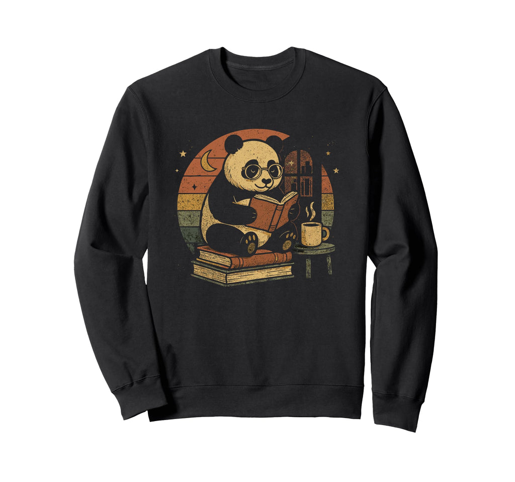 Panda Reading Books Sunset Bookish Sweatshirt - Trendy Graphic Unisex - T-Shirt, Sweatshirt, Hoodie