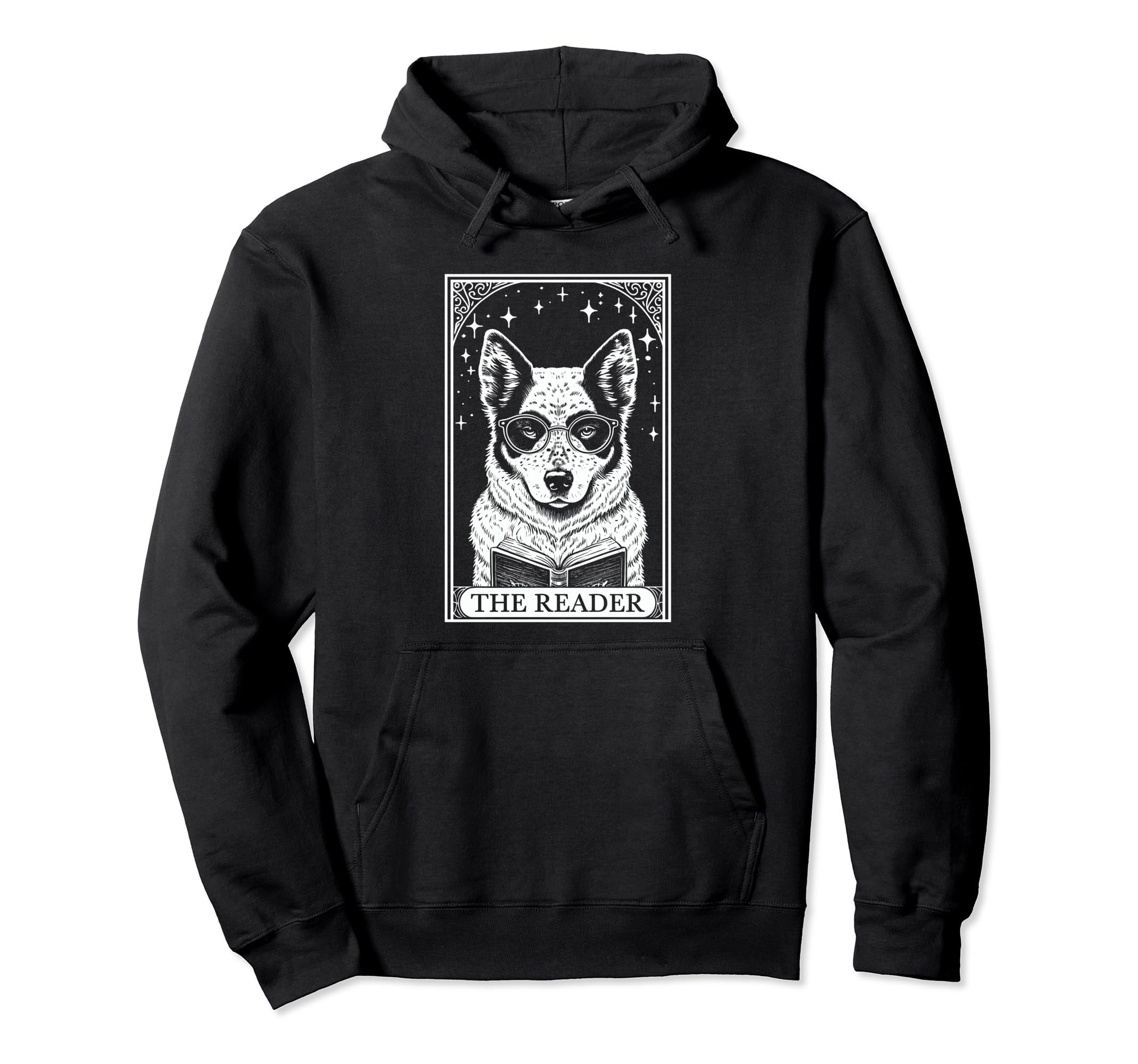 Tarot Card Blue Heeler Dog Book Lover Hoodie - Custom Art Print Unisex - T-Shirt, Sweatshirt, Hoodie