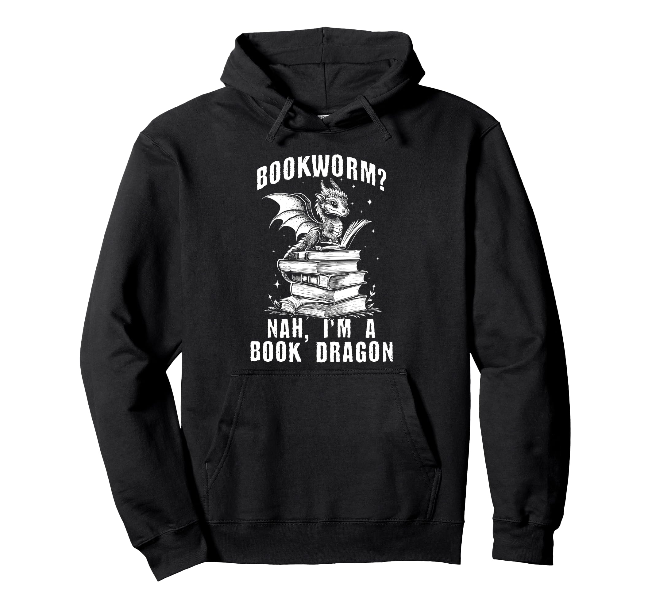 Book Dragon Funny Bookworm Dragon Fantasy Hoodie - Graphic Print Men Women - T-Shirt, Sweatshirt, Hoodie