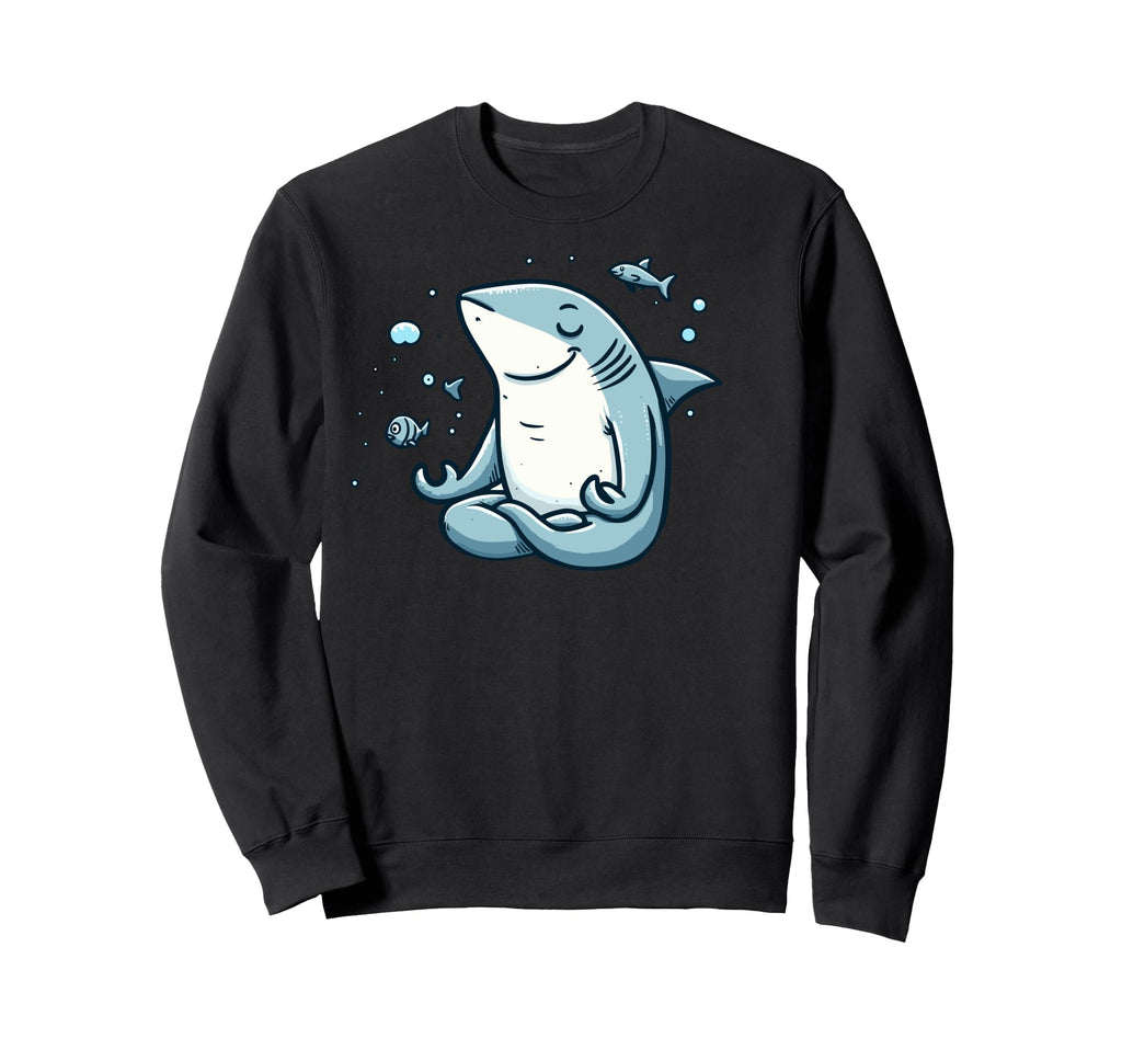 Meditation Shark Yoga Pose Relaxing Sweatshirt - Trendy Graphic Men Women - T-Shirt, Sweatshirt, Hoodie