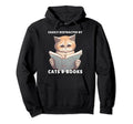 Easily Distracted Cats And Books Cat Hoodie - Minimalist Print Men Women - T-Shirt, Sweatshirt, Hoodie