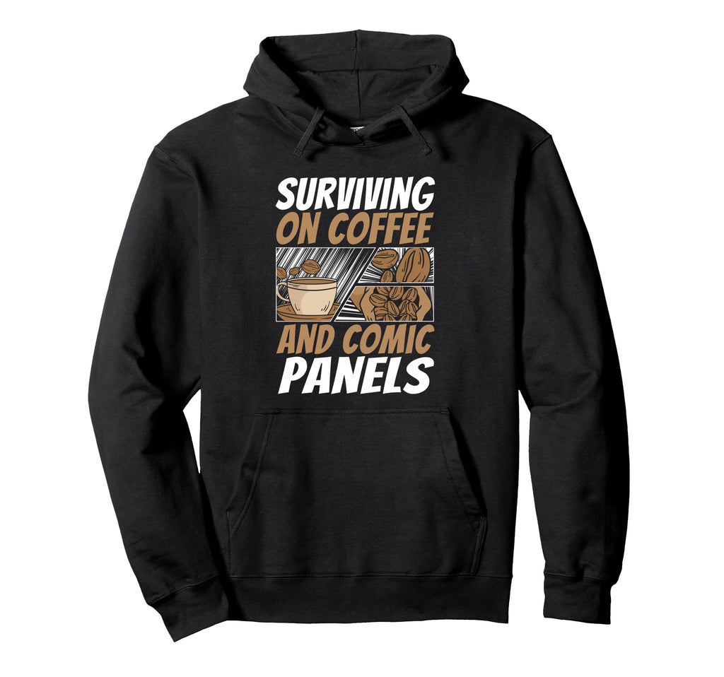 Surviving Coffee And Comic Panels Comic Hoodie - Novelty Apparel Men Women - T-Shirt, Sweatshirt, Hoodie