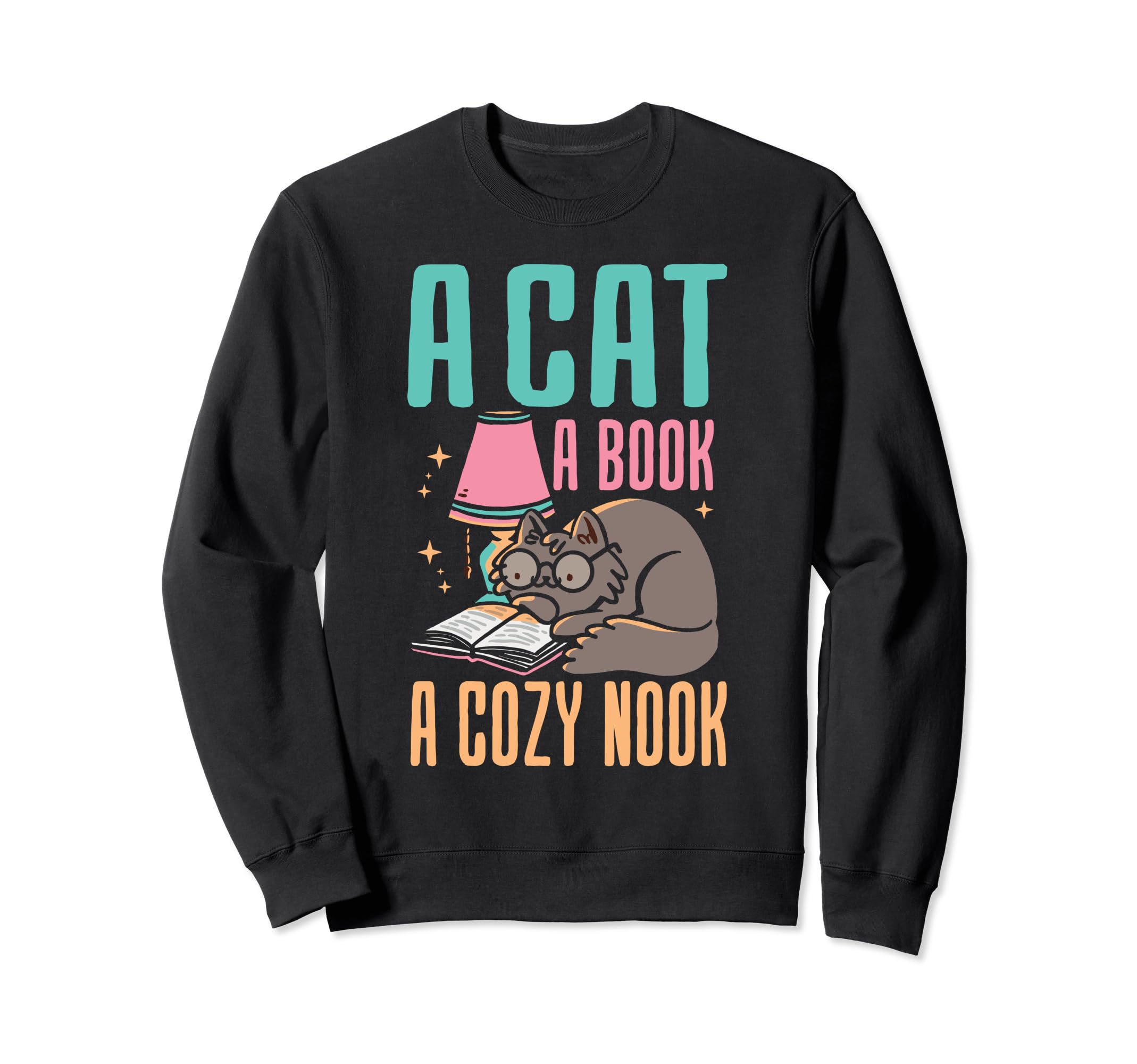 Cat Book Cozy Nook Cats And Books Sweatshirt - Trendy Graphic for Adults - T-Shirt, Sweatshirt, Hoodie