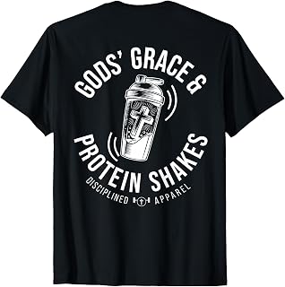 (On Back) Gods Grace Protein Shakes Funny Christian Gym T-Shirt Unisex T-shirt, Sweatshirt, Hoodie, Long Sleeve Tee - T-Shirt, Sweatshirt, Hoodie