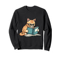 Cat Reading Book Nerd Kitty Bookworm Sweatshirt - Unique Graphic Men Women - T-Shirt, Sweatshirt, Hoodie