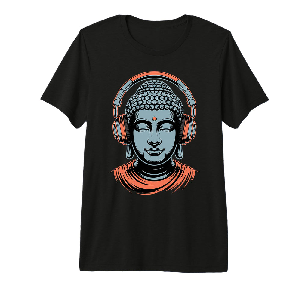 Buddha Headphones Mindfulness Music T-Shirt - Unique Graphic for Adults - T-Shirt, Sweatshirt, Hoodie