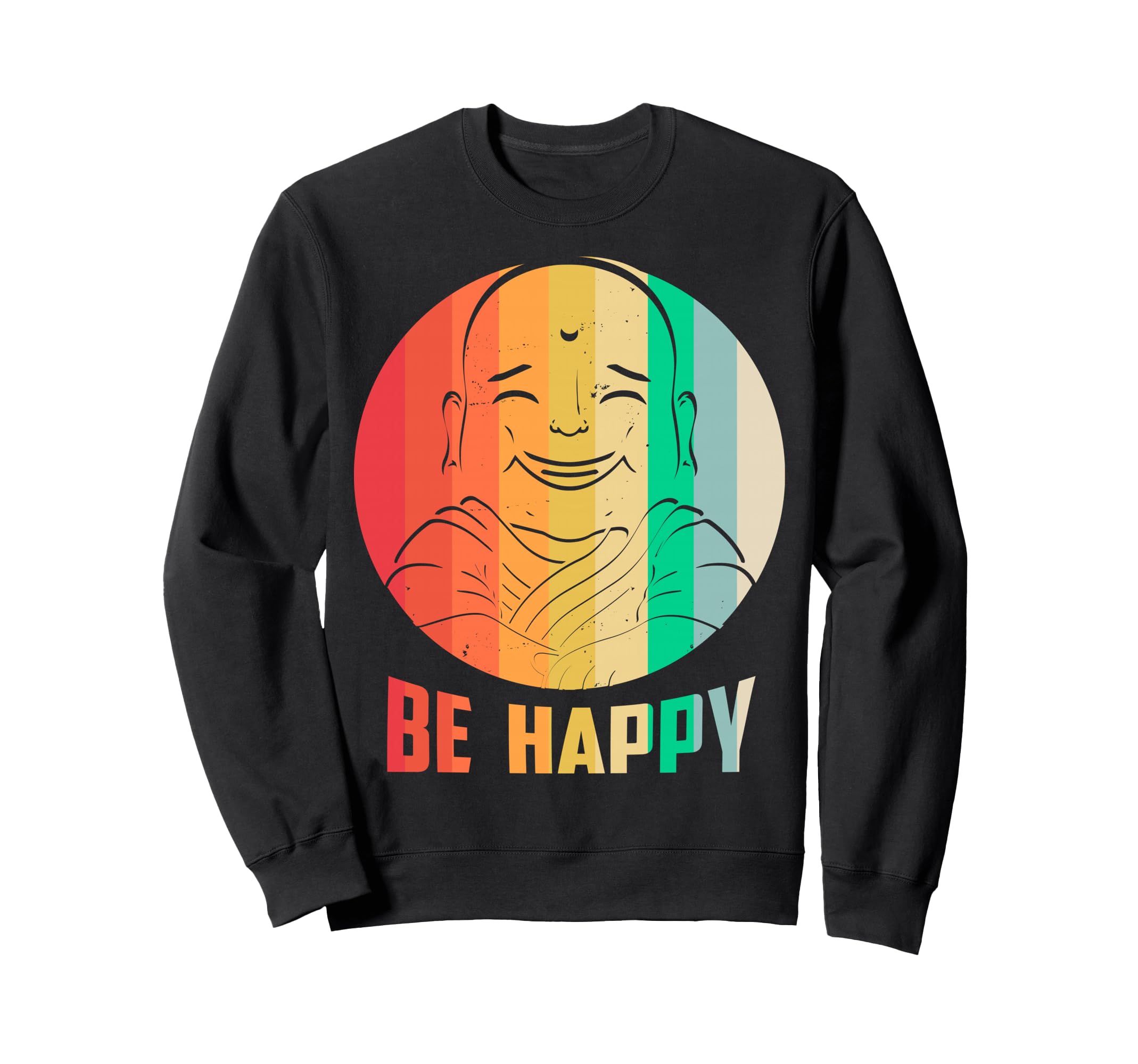Be Happy Buddha Mandala Yoga Sweatshirt - Trendy Graphic for Adults - T-Shirt, Sweatshirt, Hoodie