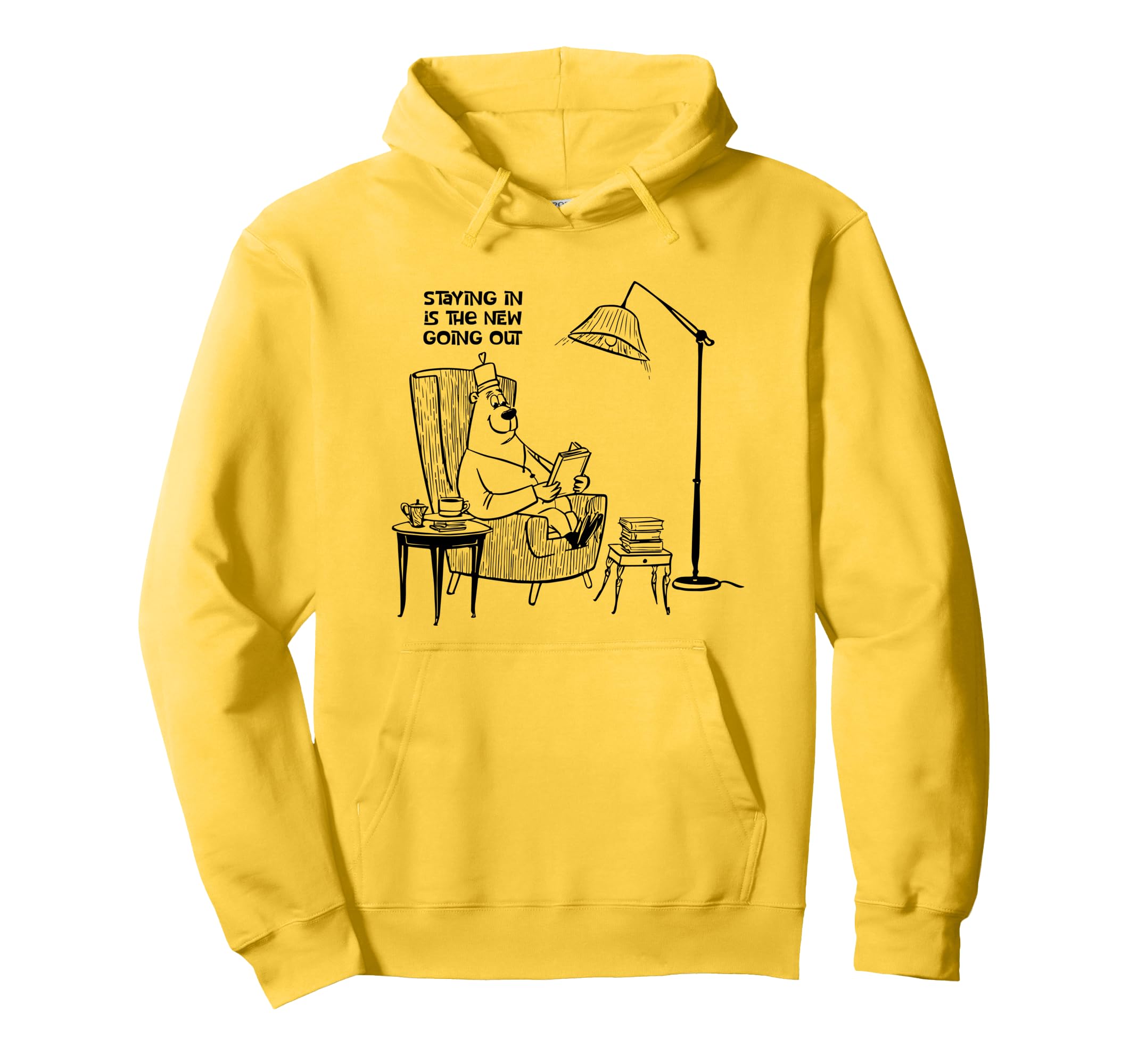 Staying Is New Going Out Cozy Bear Reading Hoodie - Trendy Graphic Unisex - T-Shirt, Sweatshirt, Hoodie