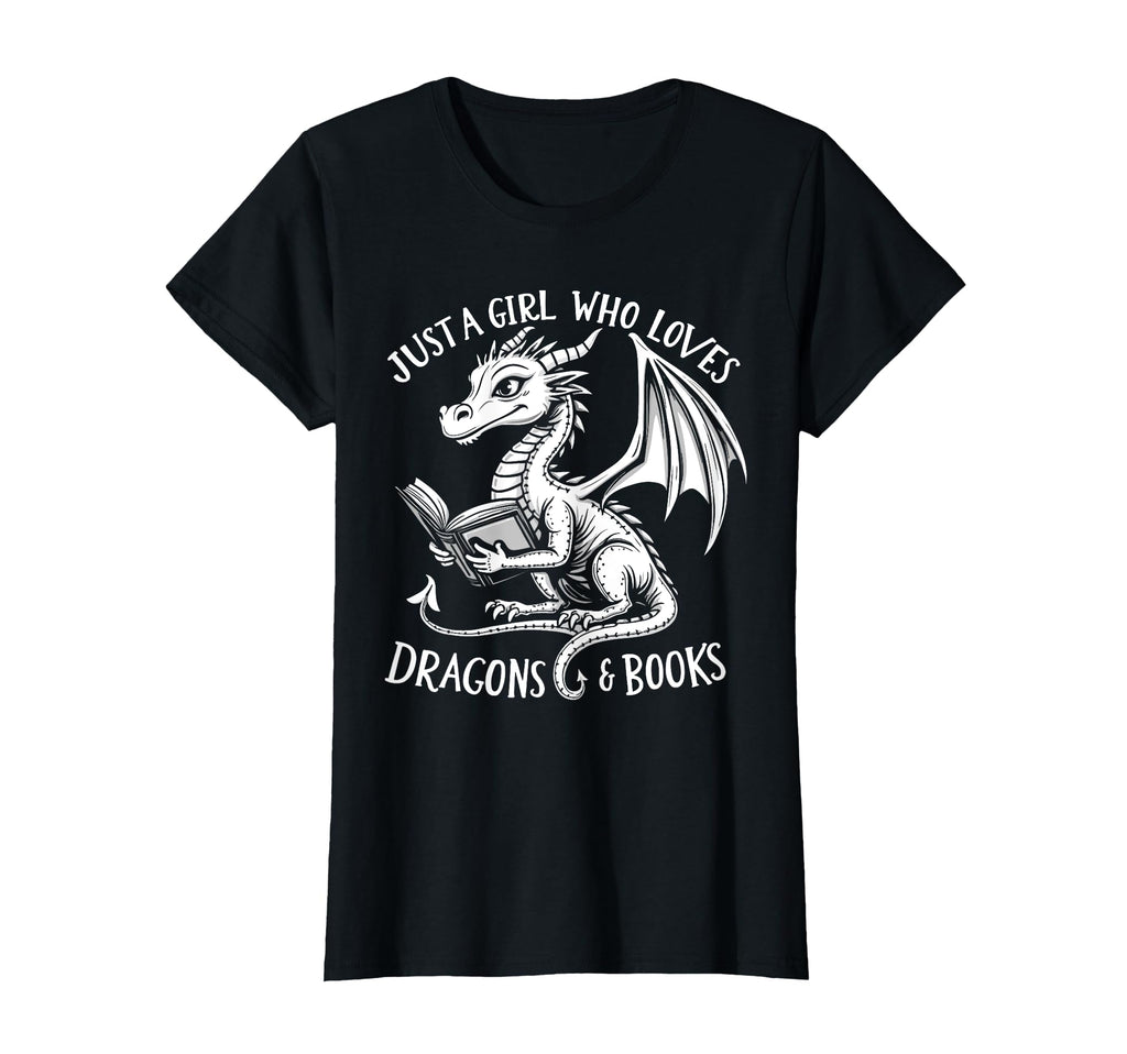 Just Who Loves Dragons And Books Book T-Shirt - Graphic Print Unisex - T-Shirt, Sweatshirt, Hoodie