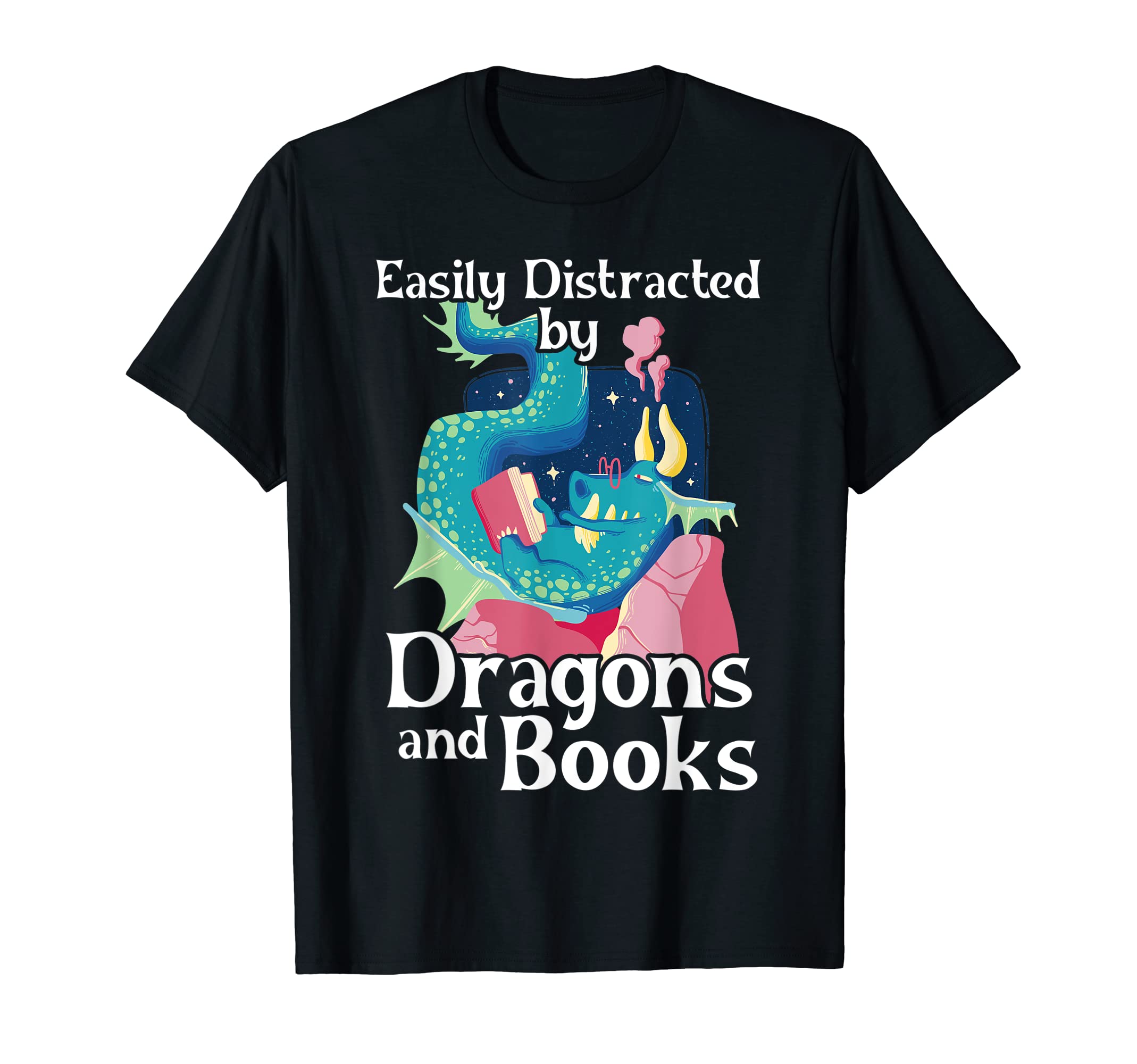 Easily Distracted Dragons And Books World T-Shirt - Novelty Apparel Unisex - T-Shirt, Sweatshirt, Hoodie