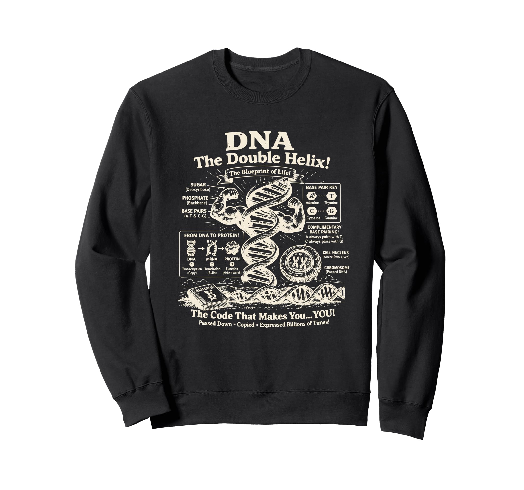 Dna Double Helix Science Image Sweatshirt - Novelty Apparel Unisex - T-Shirt, Sweatshirt, Hoodie