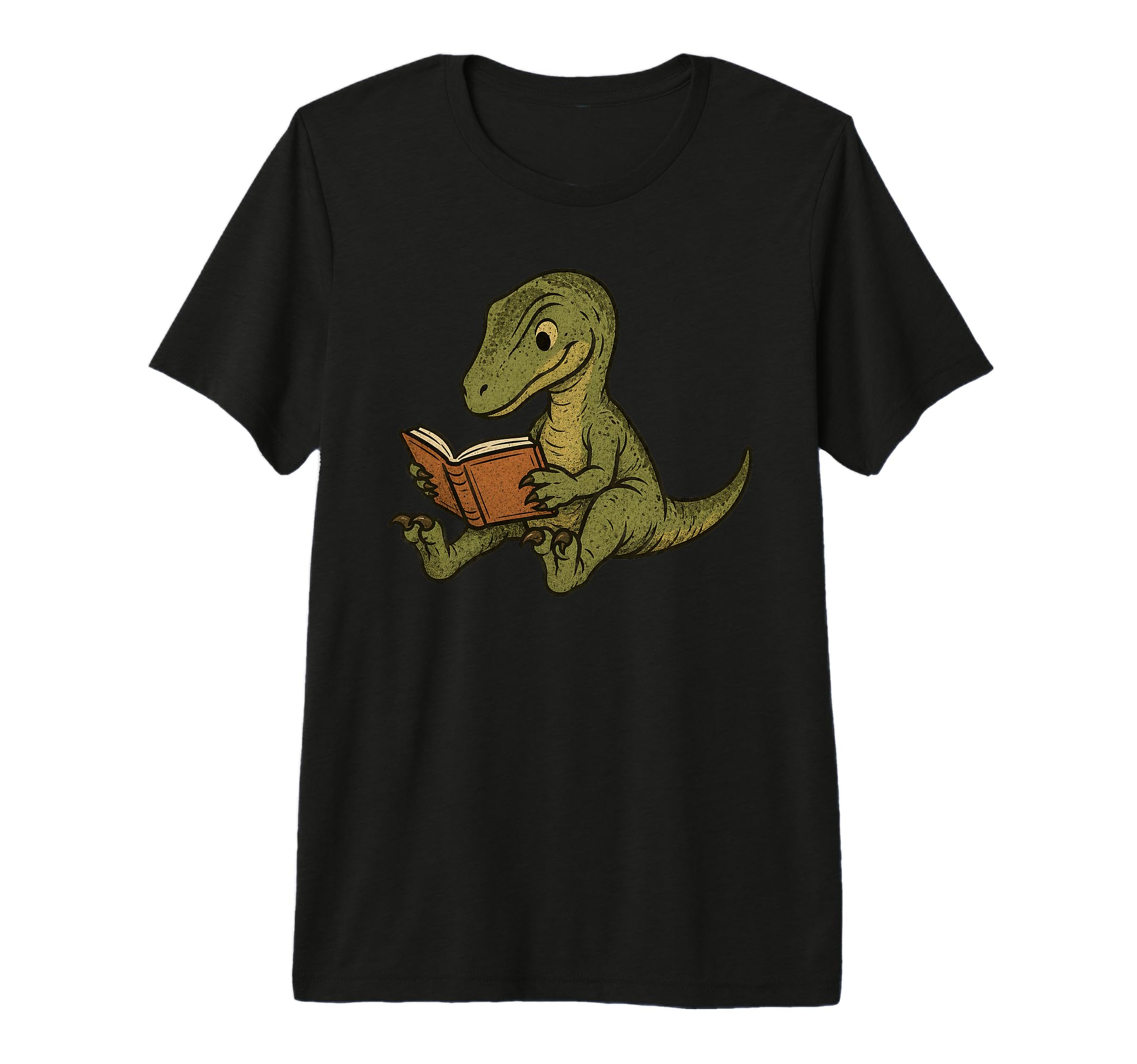 Velociraptor Dinosaur Reading Book Nerd T-Shirt - Graphic Print for Adults - T-Shirt, Sweatshirt, Hoodie