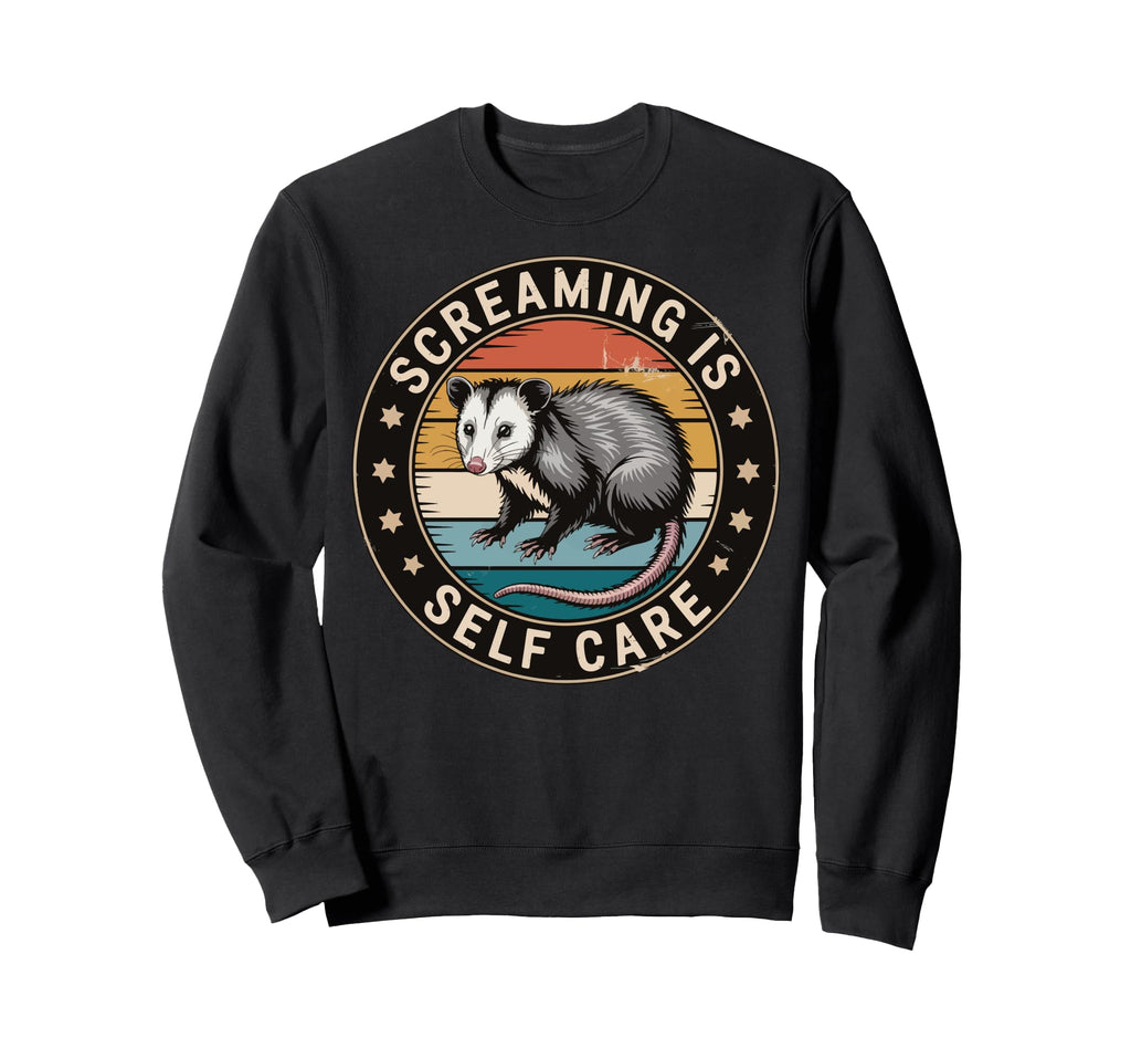 Opossum Therapeutic Screaming Stress Hoodie - Novelty Apparel Men Women - T-Shirt, Sweatshirt, Hoodie