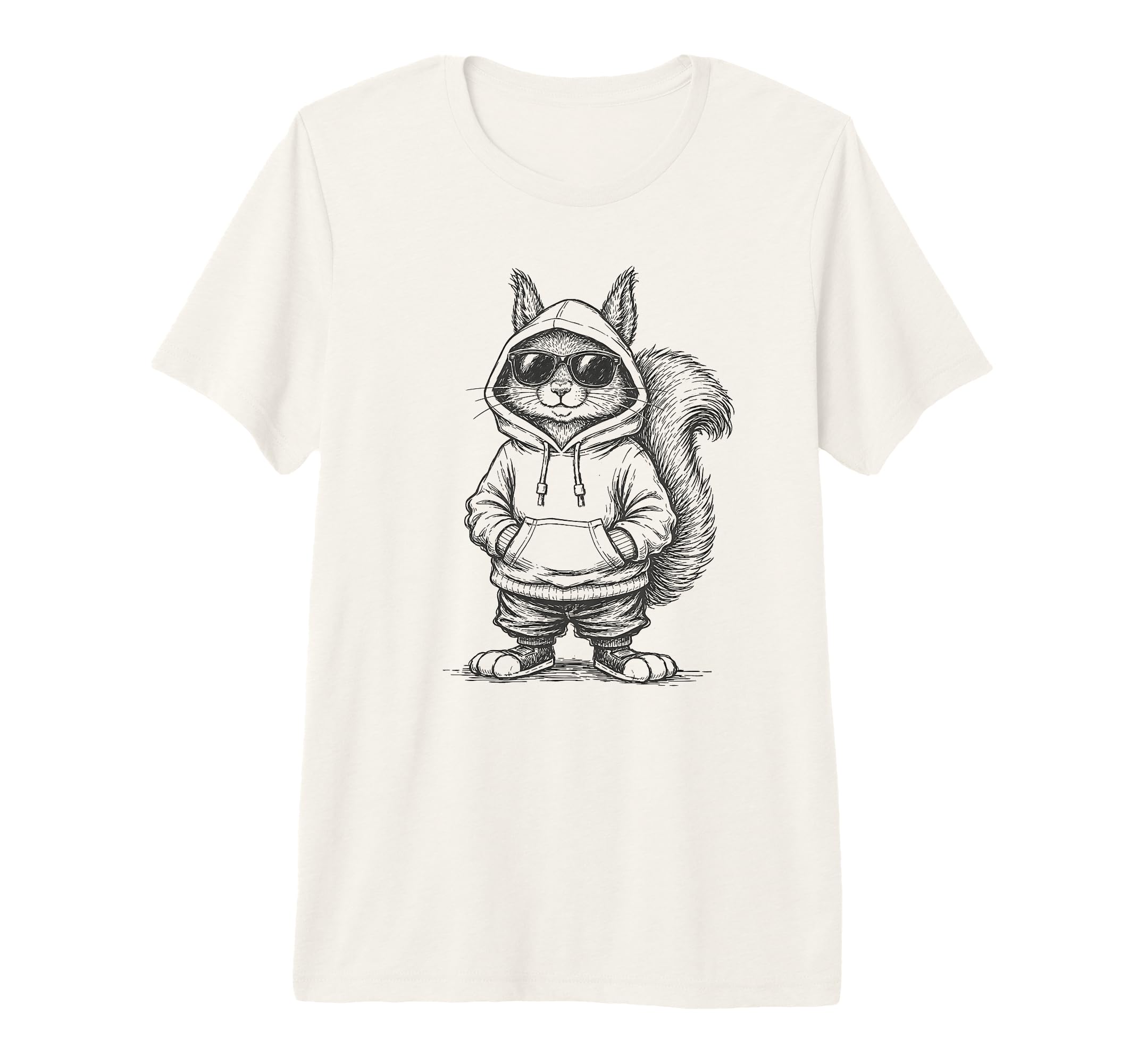 Squirrel Sunglasses Street Tri Blend Hoodie - Fun Novelty Design for Adults - T-Shirt, Sweatshirt, Hoodie