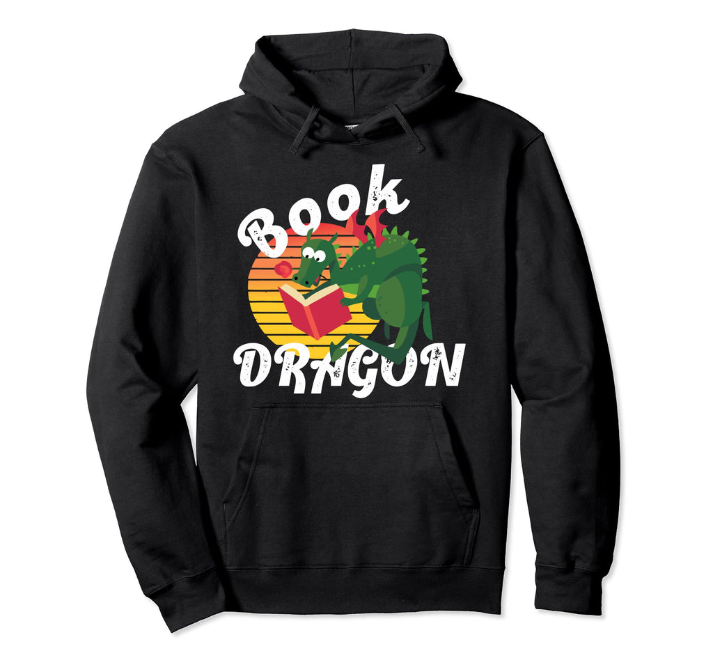 Book Dragon Reading Book Funny Dragon Hoodie - Graphic Print for Adults - T-Shirt, Sweatshirt, Hoodie