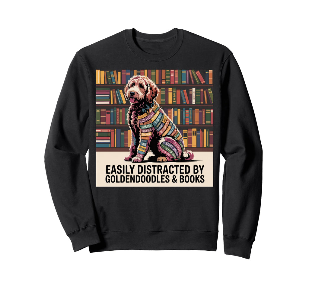 Dog Decor Books Nerds Goldendoodle Sweatshirt - Aesthetic Graphic Unisex - T-Shirt, Sweatshirt, Hoodie