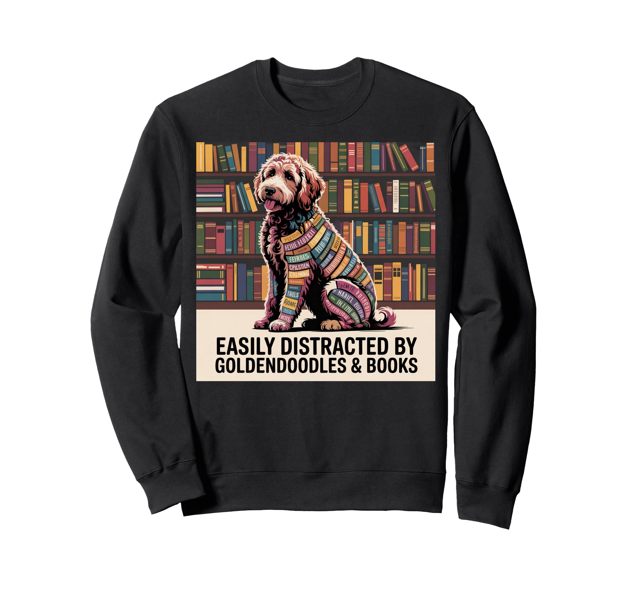 Dog Decor Books Nerds Goldendoodle Sweatshirt - Aesthetic Graphic Unisex - T-Shirt, Sweatshirt, Hoodie