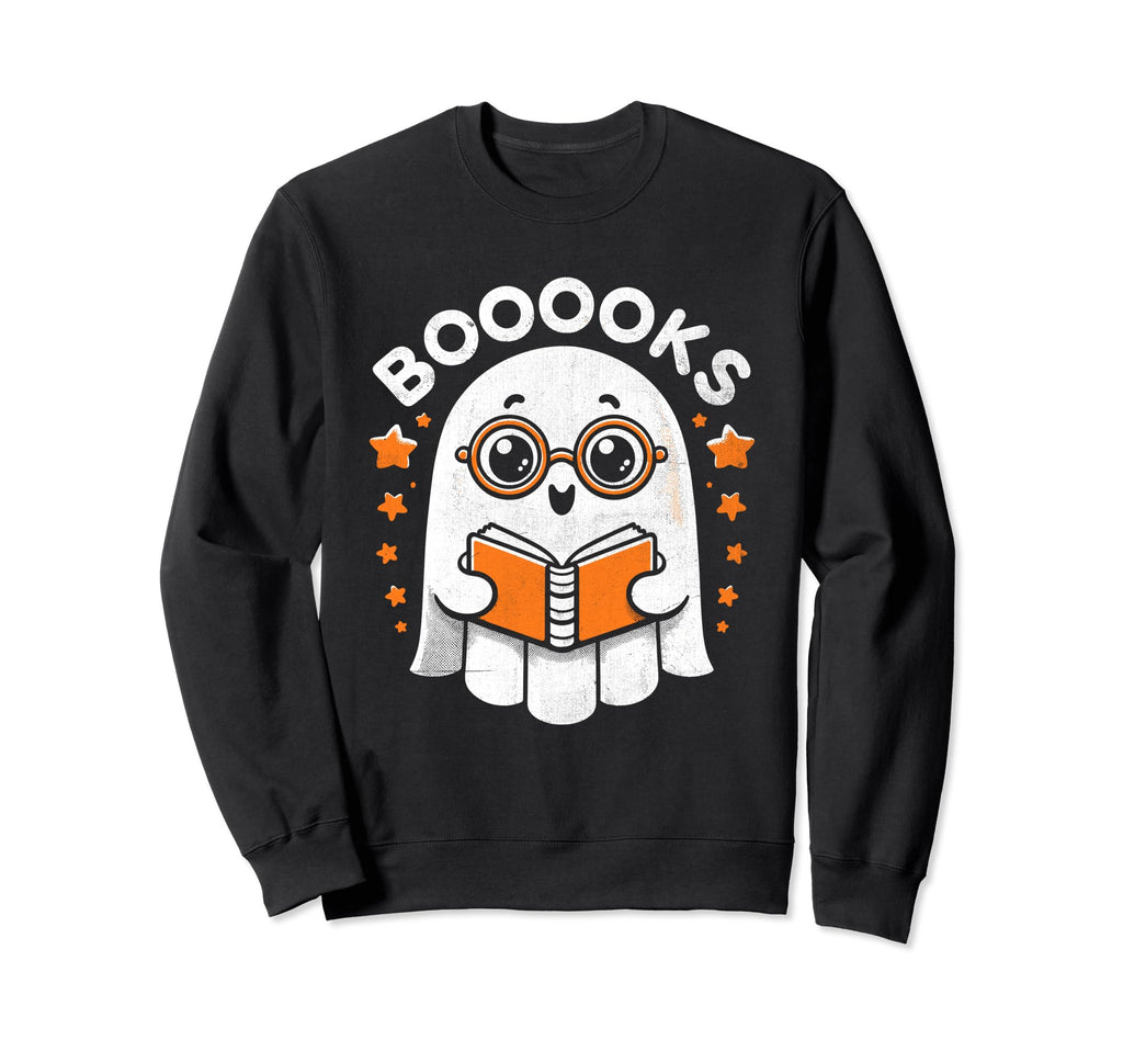 Booooks Ghost Halloween Book Bookworm Sweatshirt - Novelty Apparel Unisex - T-Shirt, Sweatshirt, Hoodie