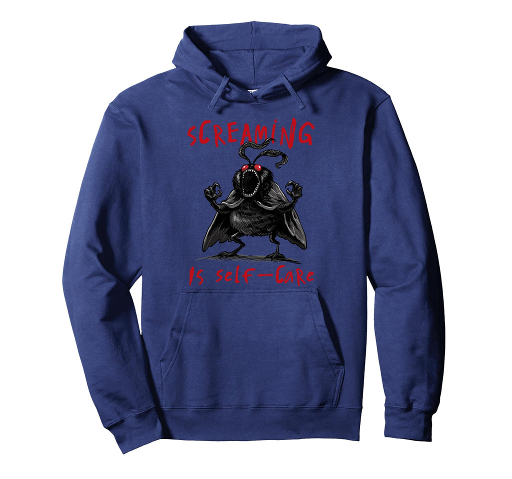 Screaming Is Self Care Mothman Cryptid Hoodie - Unique Graphic Unisex - T-Shirt, Sweatshirt, Hoodie
