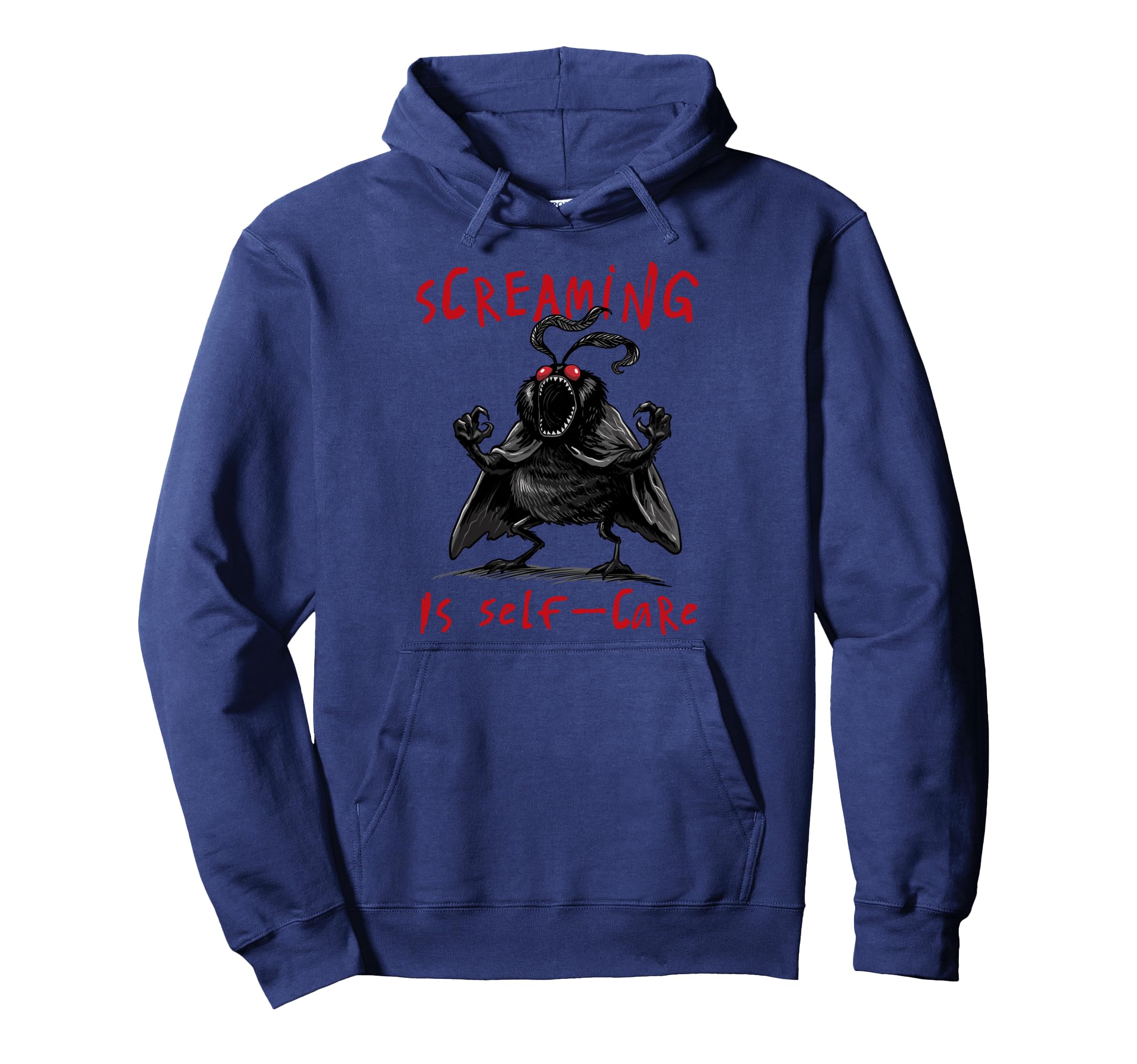 Screaming Is Self Care Mothman Cryptid Hoodie - Unique Graphic Unisex - T-Shirt, Sweatshirt, Hoodie
