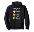 Cats And Books Cat Books Coffee Cats And Hoodie - Minimalist Print Unisex - T-Shirt, Sweatshirt, Hoodie