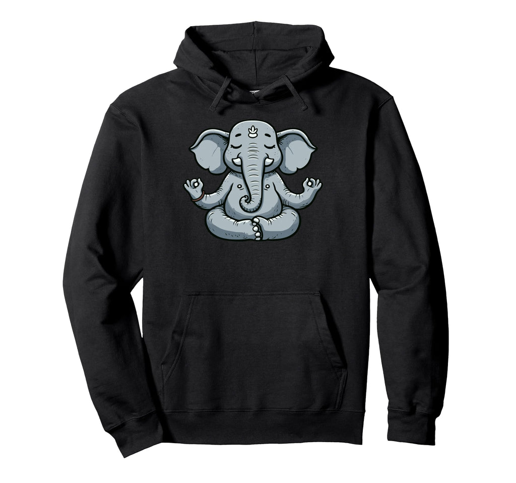 Meditation Elephant Yoga Pose Hoodie - Fun Novelty Design Men Women - T-Shirt, Sweatshirt, Hoodie