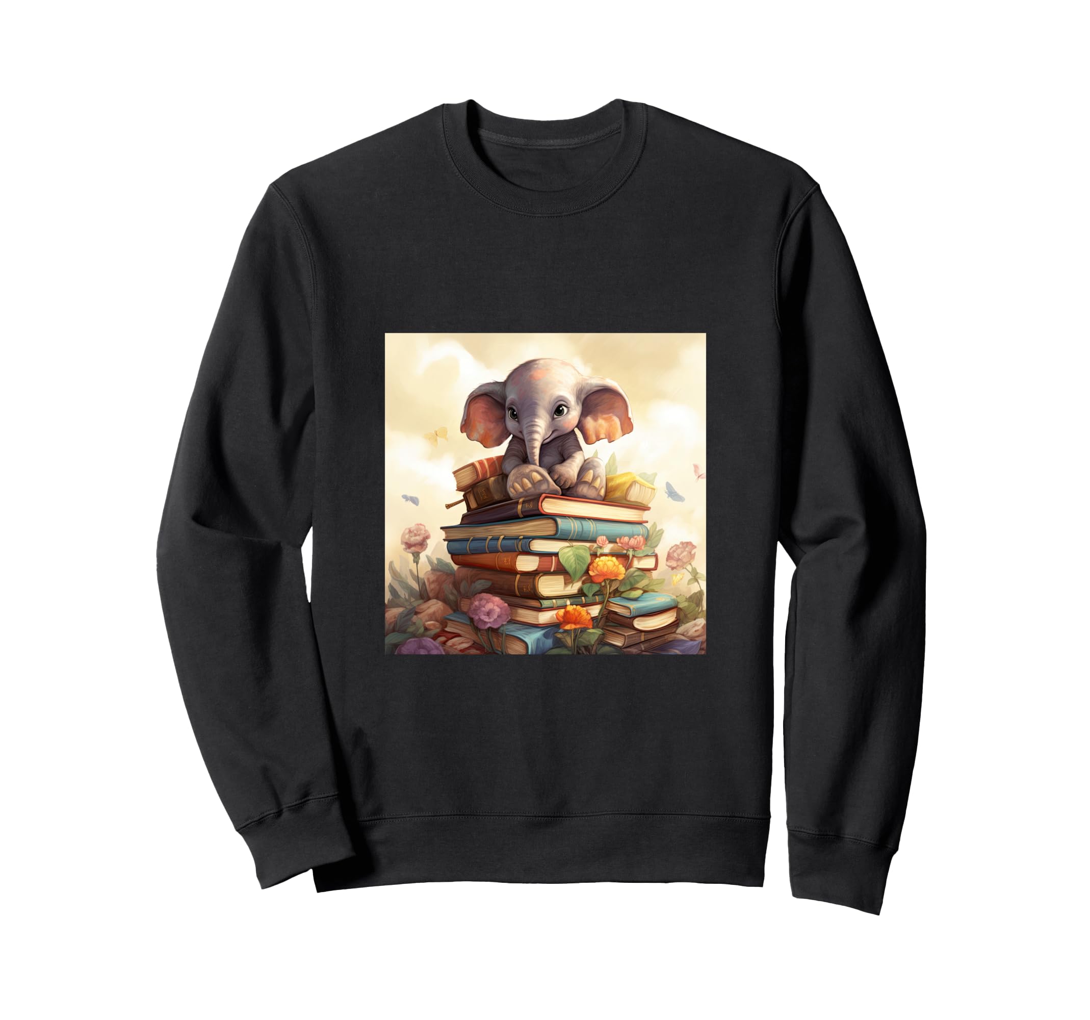Book Nerd Elephant Reading Book Sweatshirt - Minimalist Print Men Women - T-Shirt, Sweatshirt, Hoodie