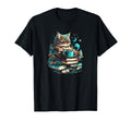 Cat Reading Book And Coffee T-Shirt - Aesthetic Graphic Men Women - T-Shirt, Sweatshirt, Hoodie