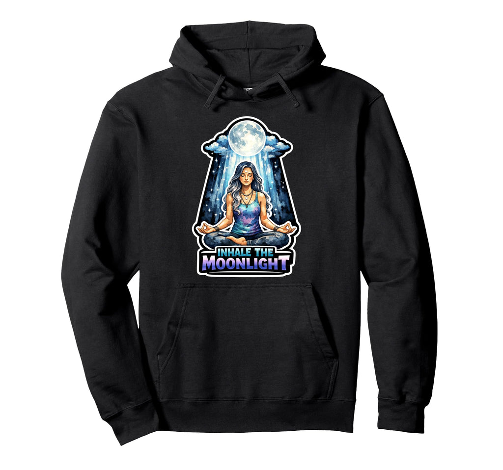 Moon Meditation Lunar Mindfulness Hoodie - Unique Graphic Men Women - T-Shirt, Sweatshirt, Hoodie