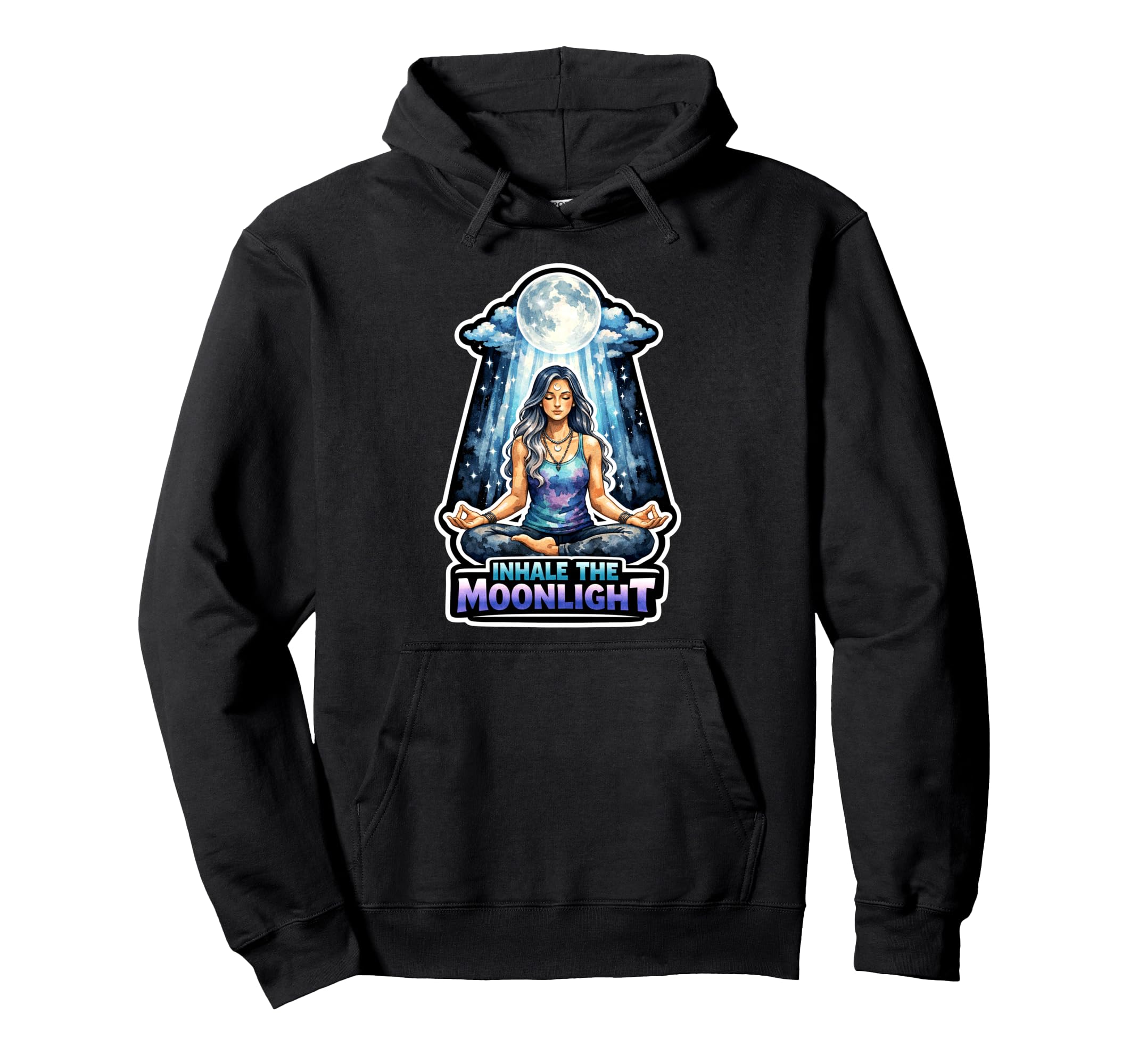 Moon Meditation Lunar Mindfulness Hoodie - Unique Graphic Men Women - T-Shirt, Sweatshirt, Hoodie