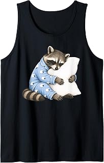 Raccoon Sleeping in Cute Pajamas Sleep Tank Top Unisex T-shirt, Sweatshirt, Hoodie, Long Sleeve Tee - T-Shirt, Sweatshirt, Hoodie