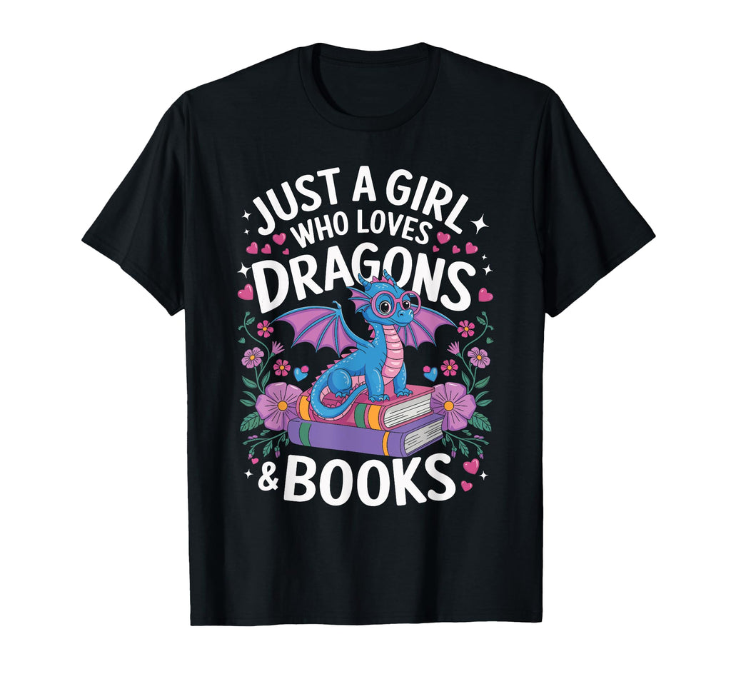 Just Who Loves Dragons And Books T-Shirt - Minimalist Print for Adults - T-Shirt, Sweatshirt, Hoodie