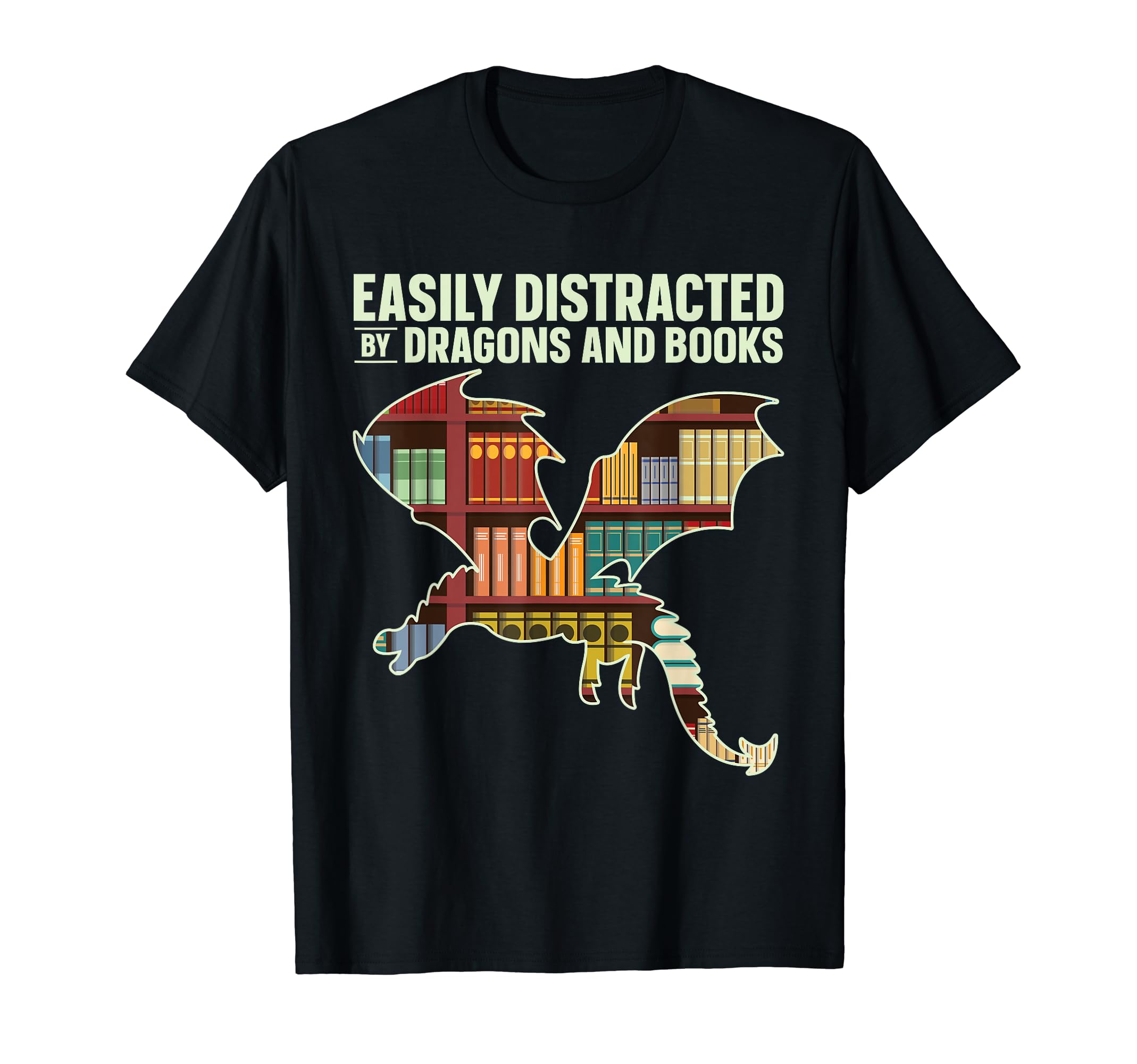 Easily Distracted Dragons And Books T-Shirt - Aesthetic Graphic for Adults - T-Shirt, Sweatshirt, Hoodie