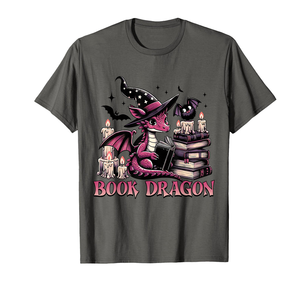 Book Dragon Scary Bookish Reading T-Shirt - Custom Art Print for Adults - T-Shirt, Sweatshirt, Hoodie