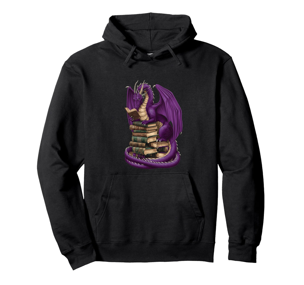 Majestic Dragon Reading Books Fantasy Concept Hoodie - Graphic Print Unisex - T-Shirt, Sweatshirt, Hoodie