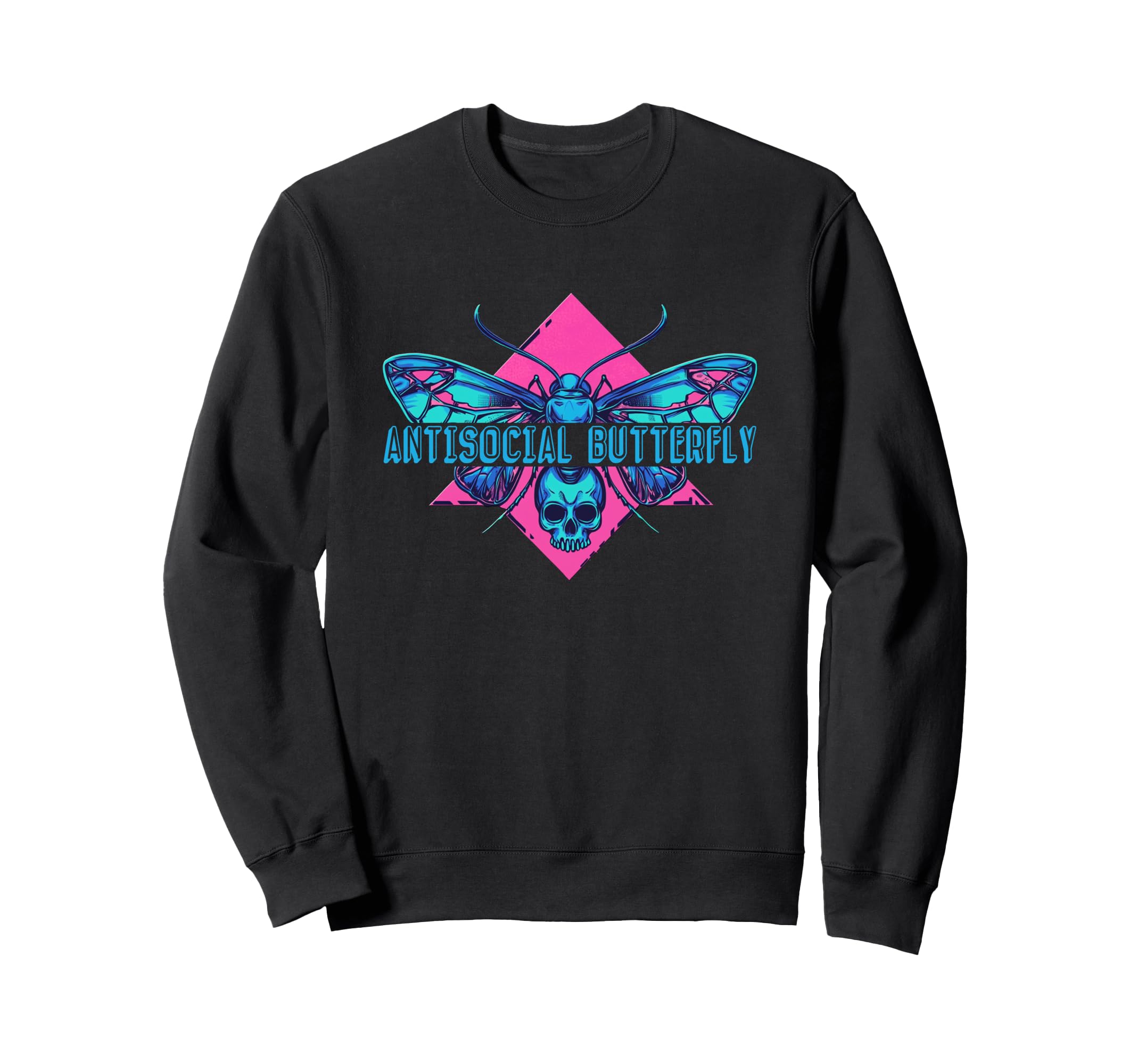 Synthwave Antisocial Butterfly Sweatshirt - Graphic Print for Adults - T-Shirt, Sweatshirt, Hoodie