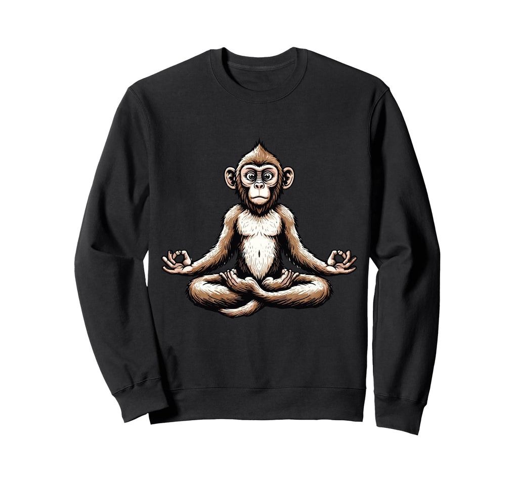 Meditation Monkey Yoga Pose Sweatshirt - Fun Novelty Design for Adults - T-Shirt, Sweatshirt, Hoodie