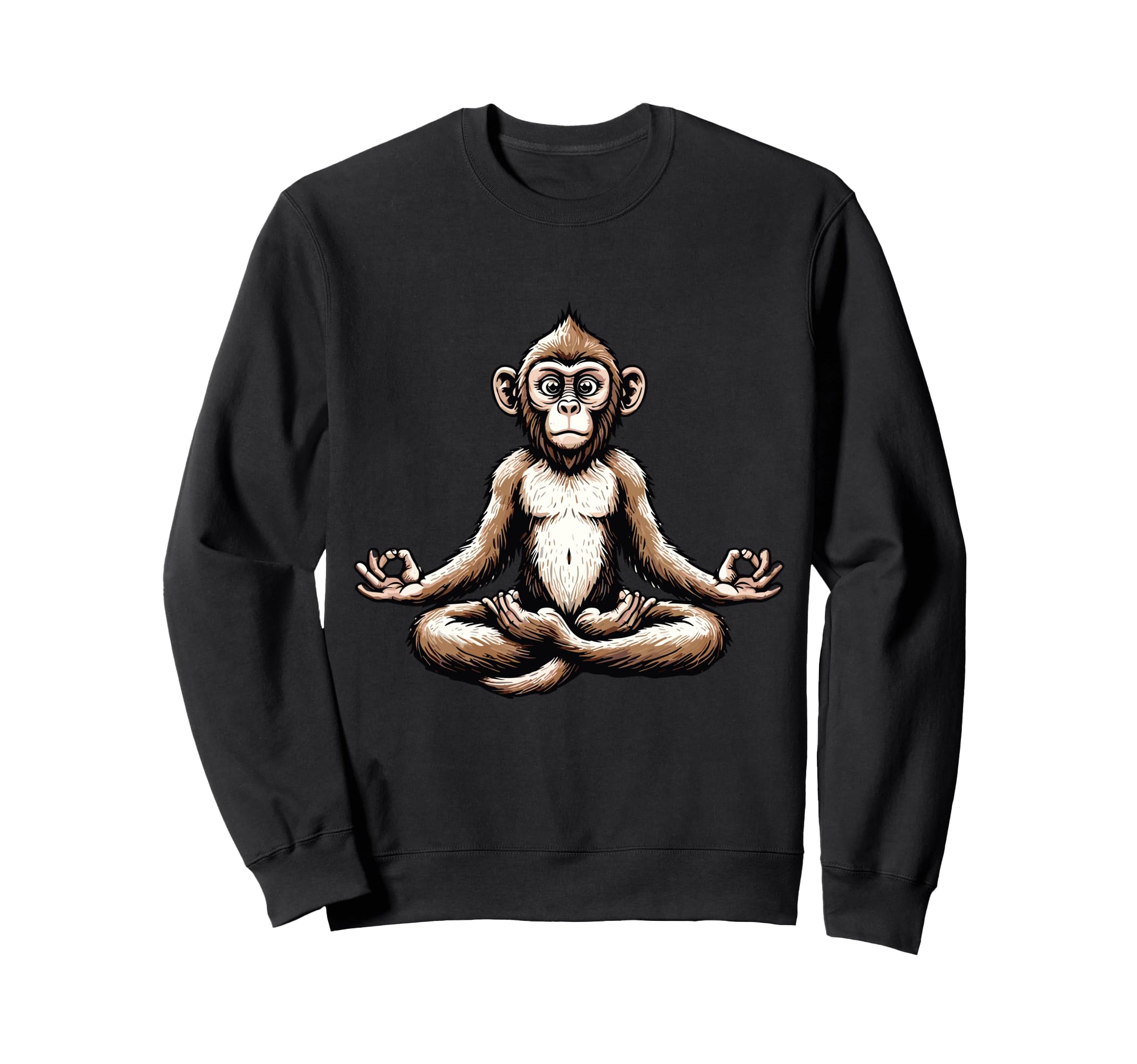 Meditation Monkey Yoga Pose Sweatshirt - Fun Novelty Design for Adults - T-Shirt, Sweatshirt, Hoodie