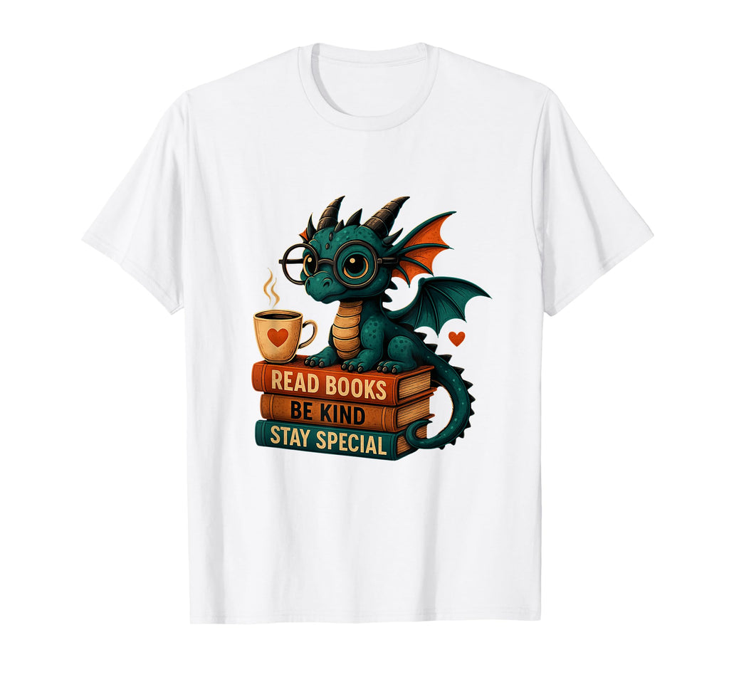 Book Lovers Reading Dragon Reading T-Shirt - Minimalist Print Unisex - T-Shirt, Sweatshirt, Hoodie