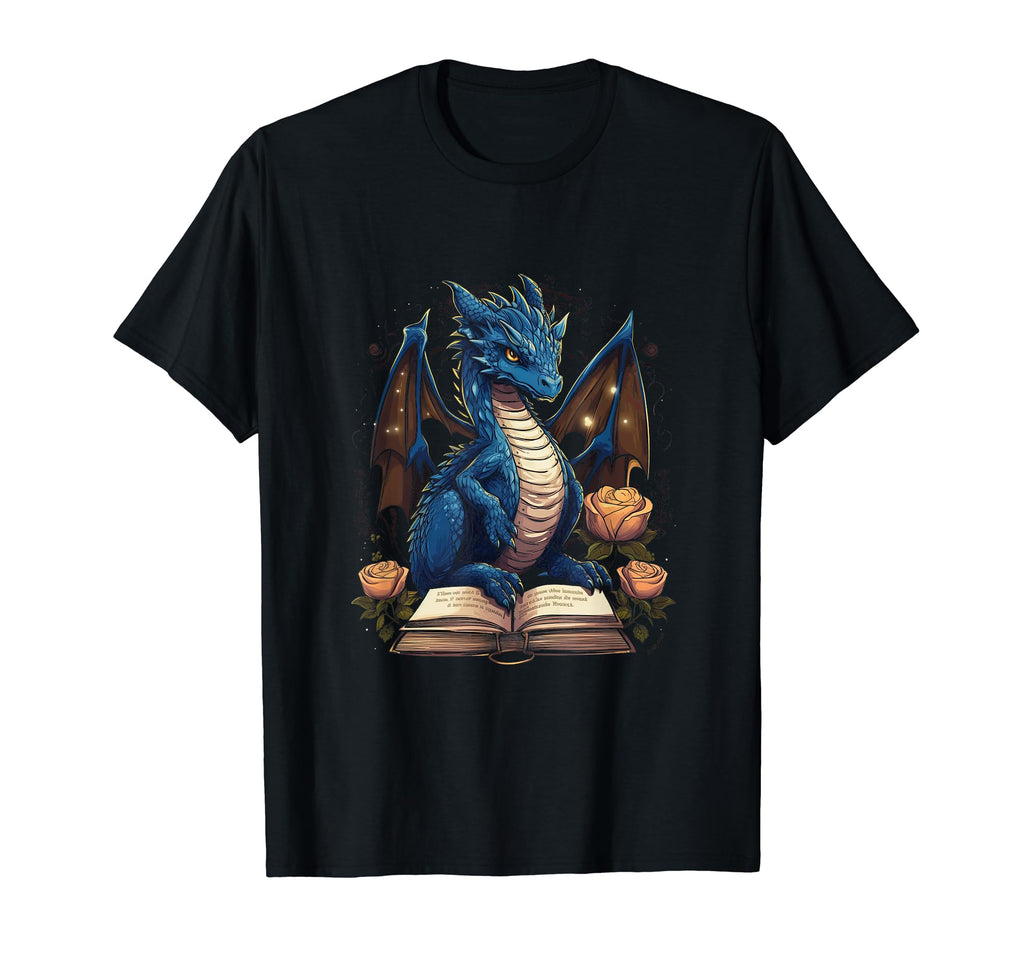 Book Dragon Reading Books Bookworm T-Shirt - Fun Novelty Design Men Women - T-Shirt, Sweatshirt, Hoodie