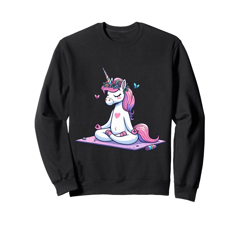 Meditation Unicorn Yoga Pose Sweatshirt - Unique Graphic Men Women - T-Shirt, Sweatshirt, Hoodie