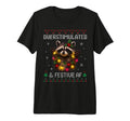 Overstimulated Festive Af Raccoon Ugly T-Shirt - Unique Graphic for Adults - T-Shirt, Sweatshirt, Hoodie