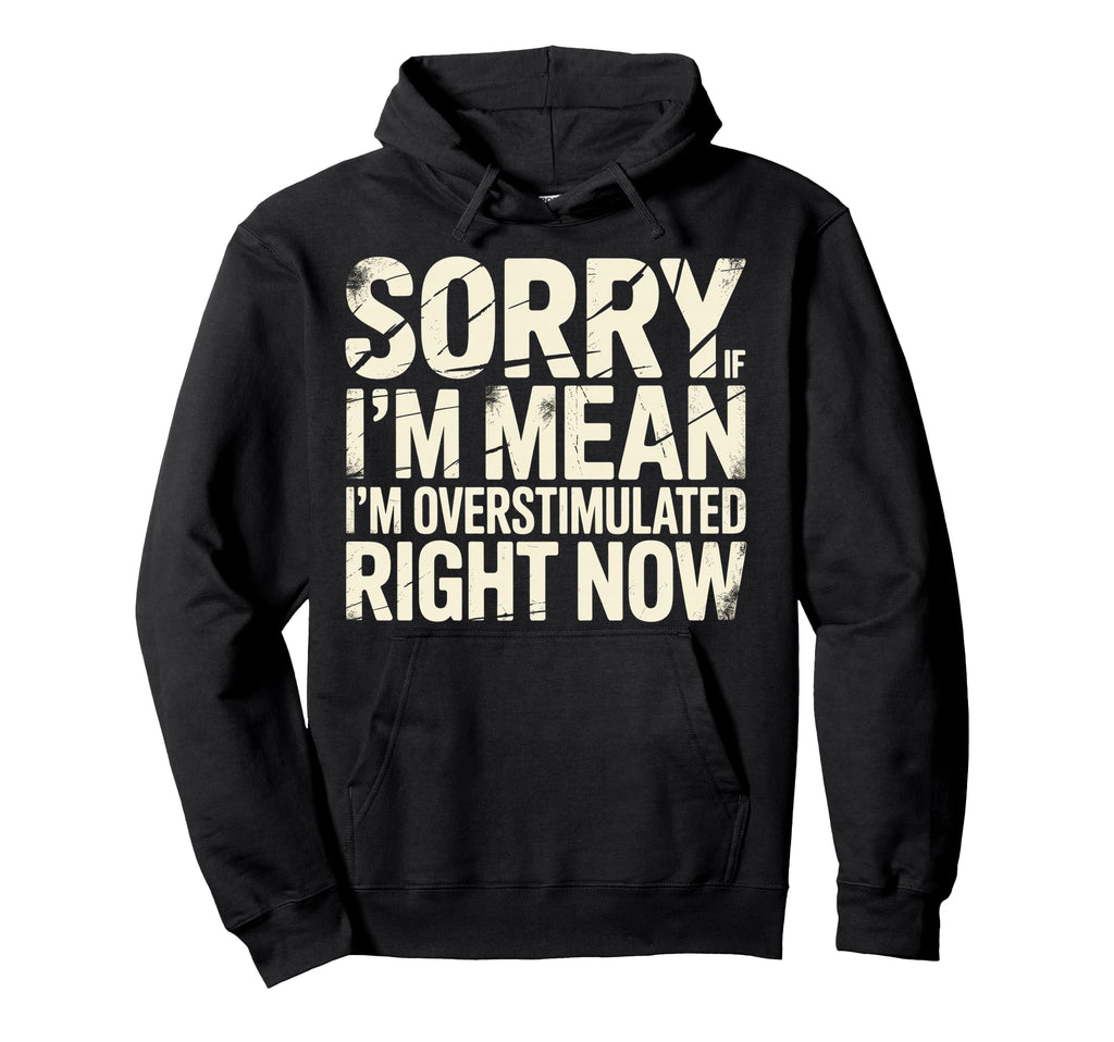 Sorry If Im Mean Im Overstimulated Right Hoodie - Minimalist Print Unisex - T-Shirt, Sweatshirt, Hoodie