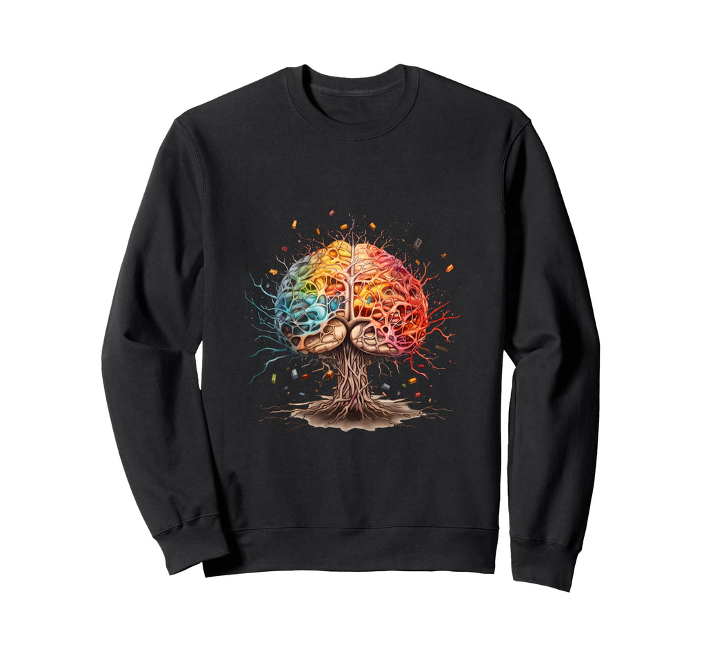 Colourful Ornate Brain Tree Adhd Sweatshirt - Unique Graphic Men Women - T-Shirt, Sweatshirt, Hoodie