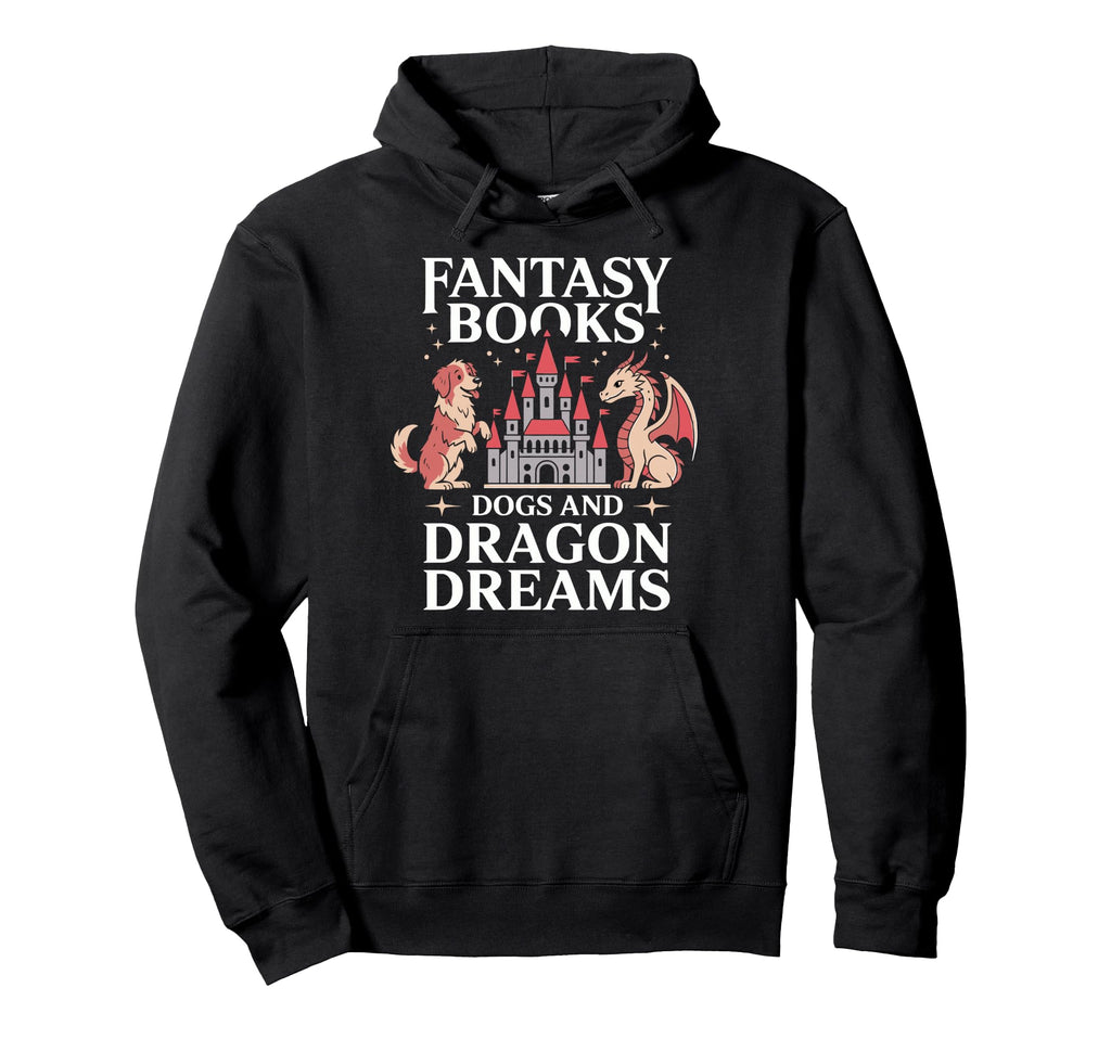 Fantasy Book Dogs And Dragon Dreams Hoodie - Graphic Print for Adults - T-Shirt, Sweatshirt, Hoodie