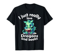 I Just Really Love Dragons And Books T-Shirt - Minimalist Print for Adults - T-Shirt, Sweatshirt, Hoodie